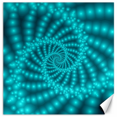 Glossy Pastel Blue Beaded Spiral Fractal Canvas 12  x 12  from ArtsNow.com 11.4 x11.56  Canvas - 1