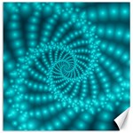 Glossy Pastel Blue Beaded Spiral Fractal Canvas 12  x 12 