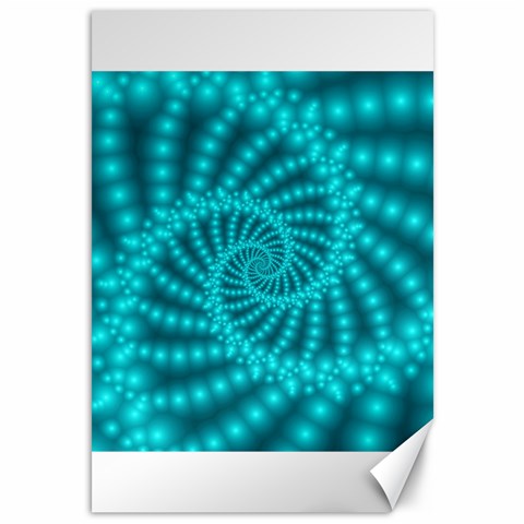 Glossy Pastel Blue Beaded Spiral Fractal Canvas 12  x 18  from ArtsNow.com 11.88 x17.36  Canvas - 1