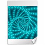 Glossy Pastel Blue Beaded Spiral Fractal Canvas 12  x 18 