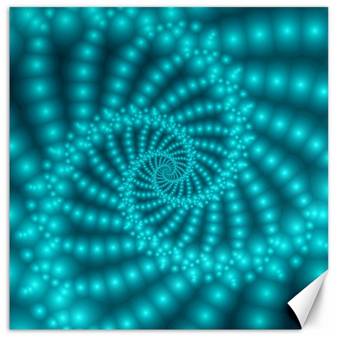 Glossy Pastel Blue Beaded Spiral Fractal Canvas 20  x 20  from ArtsNow.com 19 x19.27  Canvas - 1