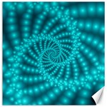 Glossy Pastel Blue Beaded Spiral Fractal Canvas 20  x 20 