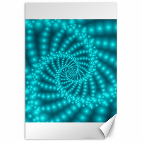 Glossy Pastel Blue Beaded Spiral Fractal Canvas 24  x 36  from ArtsNow.com 23.35 x34.74  Canvas - 1