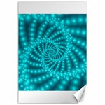 Glossy Pastel Blue Beaded Spiral Fractal Canvas 24  x 36 