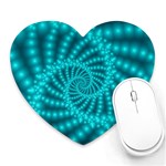 Glossy Pastel Blue Beaded Spiral Fractal Heart Mousepad