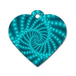 Glossy Pastel Blue Beaded Spiral Fractal Dog Tag Heart (One Side)