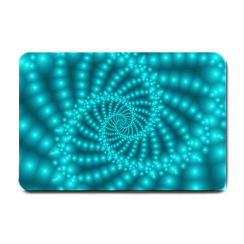 Glossy Pastel Blue Beaded Spiral Fractal Small Doormat from ArtsNow.com 24 x16  Door Mat