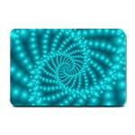 Glossy Pastel Blue Beaded Spiral Fractal Small Doormat