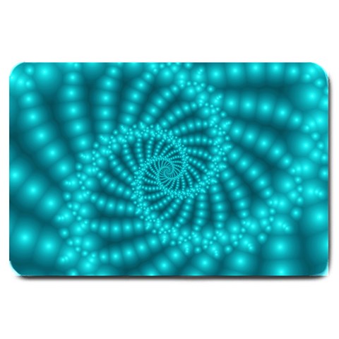 Glossy Pastel Blue Beaded Spiral Fractal Large Doormat from ArtsNow.com 30 x20  Door Mat