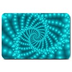 Glossy Pastel Blue Beaded Spiral Fractal Large Doormat