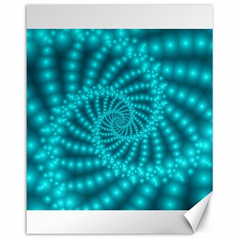 Glossy Pastel Blue Beaded Spiral Fractal Canvas 11  x 14  from ArtsNow.com 10.95 x13.48  Canvas - 1