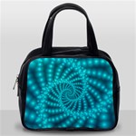 Glossy Pastel Blue Beaded Spiral Fractal Classic Handbag (One Side)