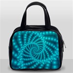 Glossy Pastel Blue Beaded Spiral Fractal Classic Handbag (Two Sides)