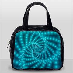 Glossy Pastel Blue Beaded Spiral Fractal Classic Handbag (Two Sides) from ArtsNow.com Back