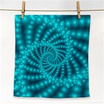 Glossy Pastel Blue Beaded Spiral Fractal Face Towel