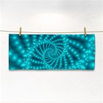 Glossy Pastel Blue Beaded Spiral Fractal Hand Towel