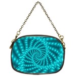 Glossy Pastel Blue Beaded Spiral Fractal Chain Purse (One Side)