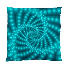 Glossy Pastel Blue Beaded Spiral Fractal Standard Cushion Case (Two Sides) from ArtsNow.com Front