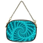 Glossy Pastel Blue Beaded Spiral Fractal Chain Purse (Two Sides)