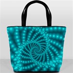 Glossy Pastel Blue Beaded Spiral Fractal Bucket Bag