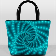 Glossy Pastel Blue Beaded Spiral Fractal Bucket Bag from ArtsNow.com Back