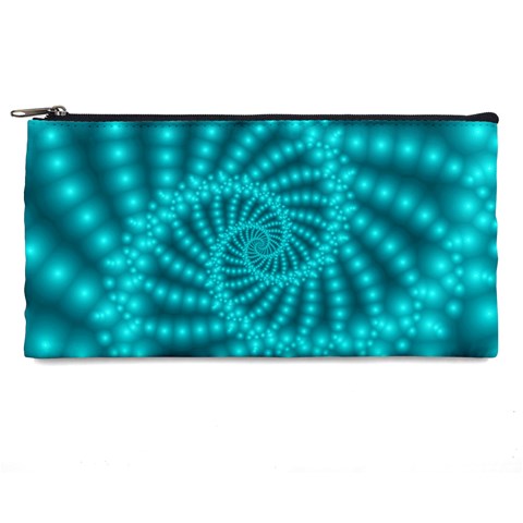 Glossy Pastel Blue Beaded Spiral Fractal Pencil Case from ArtsNow.com Front