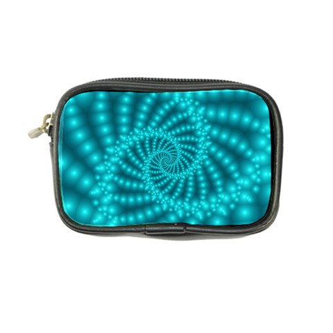 Glossy Pastel Blue Beaded Spiral Fractal Coin Purse from ArtsNow.com Front