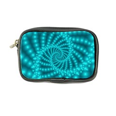 Glossy Pastel Blue Beaded Spiral Fractal Coin Purse from ArtsNow.com Front