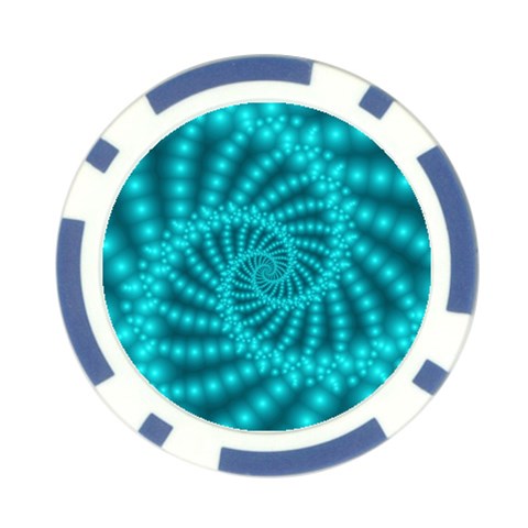 Glossy Pastel Blue Beaded Spiral Fractal Poker Chip Card Guard (10 pack) from ArtsNow.com Front