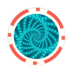 Glossy Pastel Blue Beaded Spiral Fractal Poker Chip Card Guard (10 pack) from ArtsNow.com Front