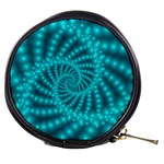 Glossy Pastel Blue Beaded Spiral Fractal Mini Makeup Bag