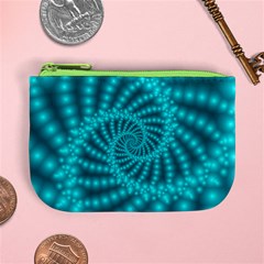 Glossy Pastel Blue Beaded Spiral Fractal Mini Coin Purse from ArtsNow.com Front