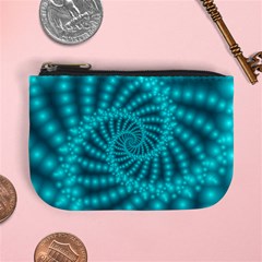 Glossy Pastel Blue Beaded Spiral Fractal Mini Coin Purse from ArtsNow.com Front