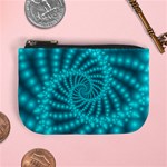 Glossy Pastel Blue Beaded Spiral Fractal Mini Coin Purse