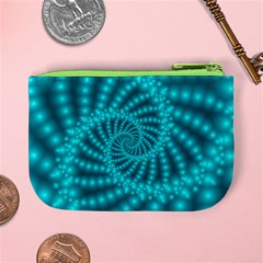 Glossy Pastel Blue Beaded Spiral Fractal Mini Coin Purse from ArtsNow.com Back