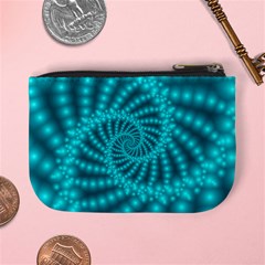 Glossy Pastel Blue Beaded Spiral Fractal Mini Coin Purse from ArtsNow.com Back