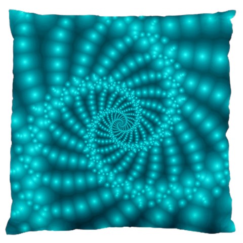 Glossy Pastel Blue Beaded Spiral Fractal Large Cushion Case (One Side) from ArtsNow.com Front