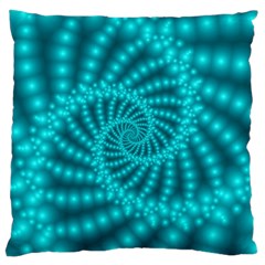 Glossy Pastel Blue Beaded Spiral Fractal Large Cushion Case (Two Sides) from ArtsNow.com Front