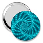 Glossy Pastel Blue Beaded Spiral Fractal 3  Handbag Mirror