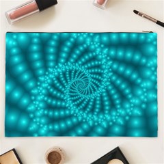 Glossy Pastel Blue Beaded Spiral Fractal Cosmetic Bag (XXL) from ArtsNow.com Back