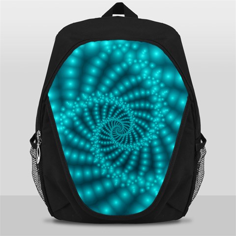 Glossy Pastel Blue Beaded Spiral Fractal Backpack Bag from ArtsNow.com Front