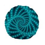 Glossy Pastel Blue Beaded Spiral Fractal Standard 15  Premium Round Cushion 