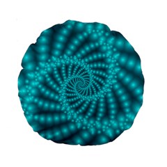 Glossy Pastel Blue Beaded Spiral Fractal Standard 15  Premium Round Cushion  from ArtsNow.com Back