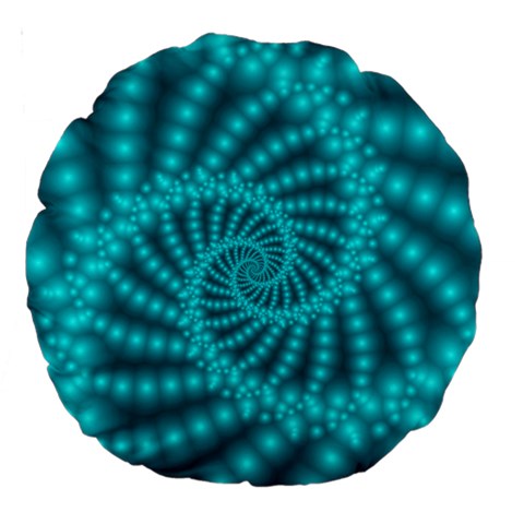 Glossy Pastel Blue Beaded Spiral Fractal Large 18  Premium Round Cushion  from ArtsNow.com Front