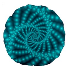 Glossy Pastel Blue Beaded Spiral Fractal Large 18  Premium Round Cushion  from ArtsNow.com Front