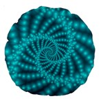 Glossy Pastel Blue Beaded Spiral Fractal Large 18  Premium Round Cushion 