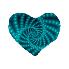 Glossy Pastel Blue Beaded Spiral Fractal Standard 16  Premium Heart Shape Cushion  from ArtsNow.com Front