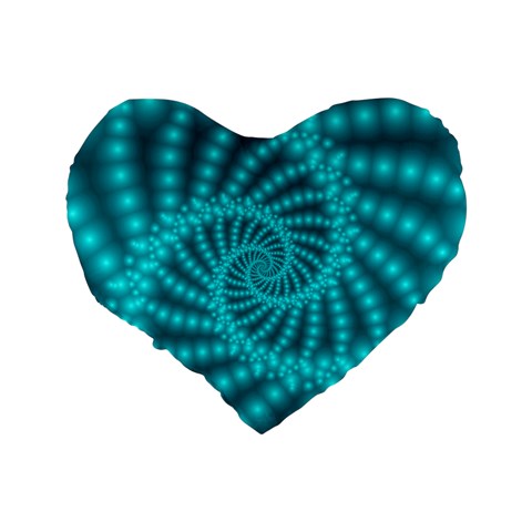 Glossy Pastel Blue Beaded Spiral Fractal Standard 16  Premium Heart Shape Cushion  from ArtsNow.com Back