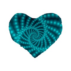 Glossy Pastel Blue Beaded Spiral Fractal Standard 16  Premium Heart Shape Cushion  from ArtsNow.com Back