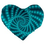 Glossy Pastel Blue Beaded Spiral Fractal Large 19  Premium Heart Shape Cushion